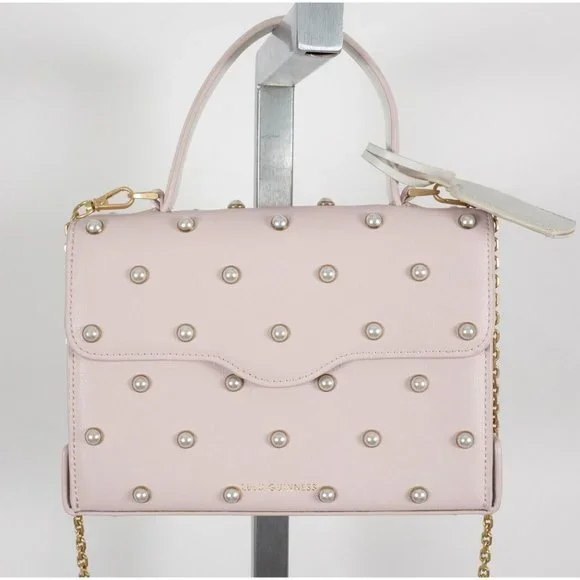 New Lulu Guinness bag pearl leather QUEENIE handbag pink studded - Picture 13 of 13